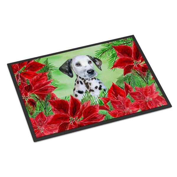 Carolines Treasures Dalmatian Puppy Poinsettas Indoor or Outdoor Mat - 18 x 27 in. CK1356MAT - main
